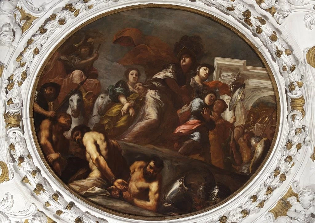 Zenobia adorna il carro trionfale di Aureliano - Palazzo Barbaro Curtis, Venezia
